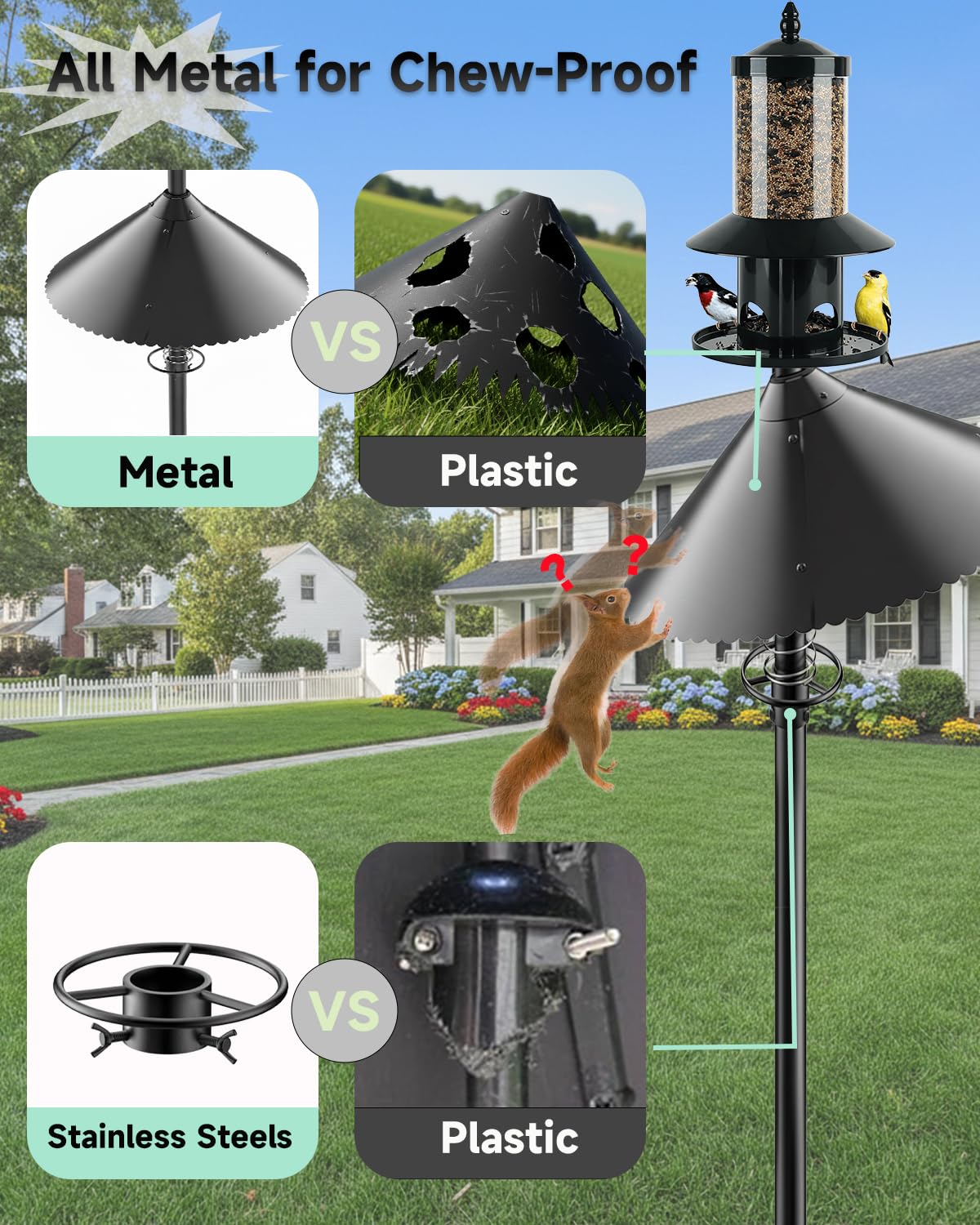 NENOWOND compatible with standard bird feeder poles for versatile setup.
