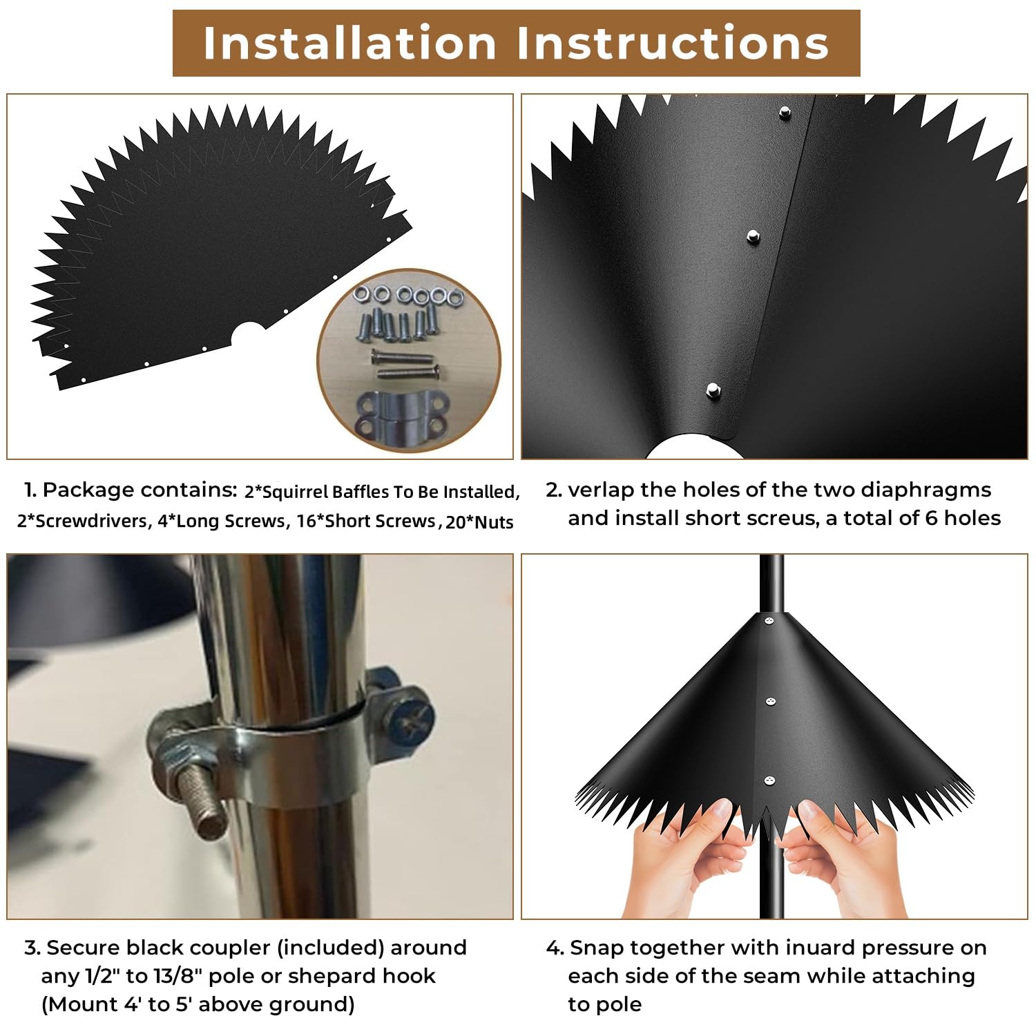 nenowond squirrel baffle easy installation without removing the feeder