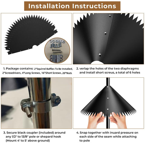 nenowond squirrel baffle easy installation without removing the feeder