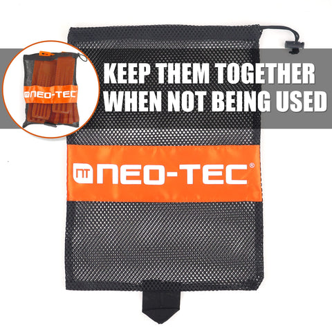 NEO-TEC orange visibility wedges showing easy retrieval in woods
