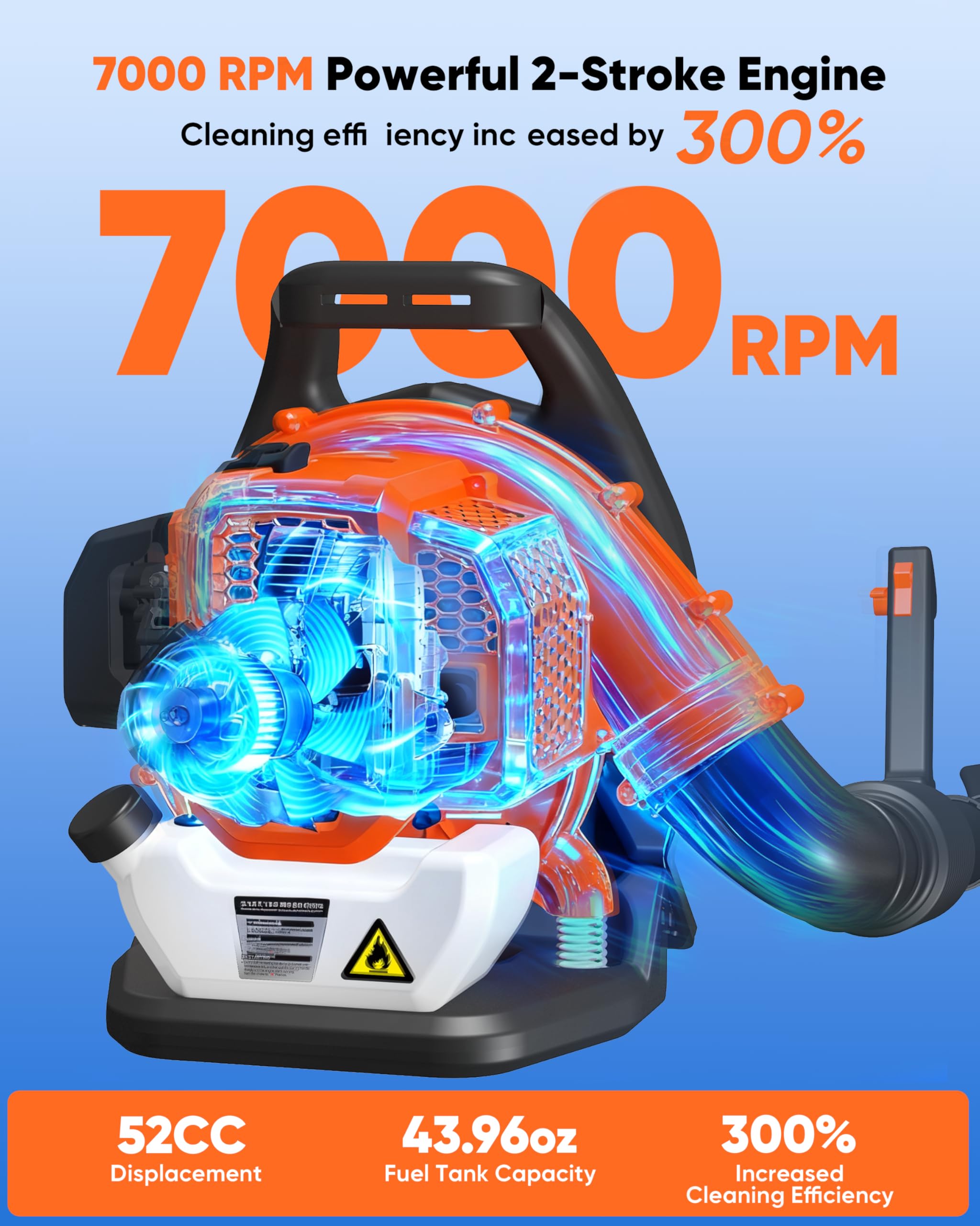 Neo-TEC blower delivers 216 MPH air speed to tackle dense piles efficiently.