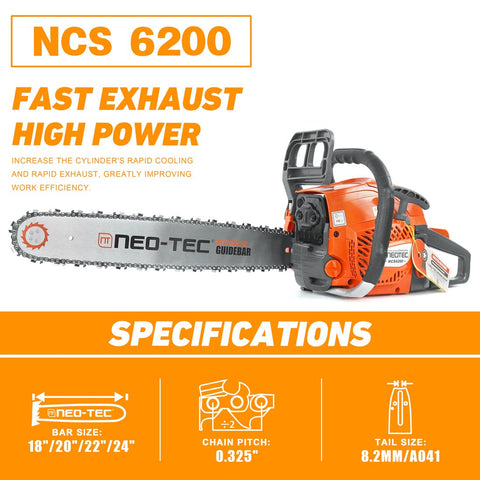 NEO-TEC NCS6200 20-inch bar and chain designed for fast, precise cuts