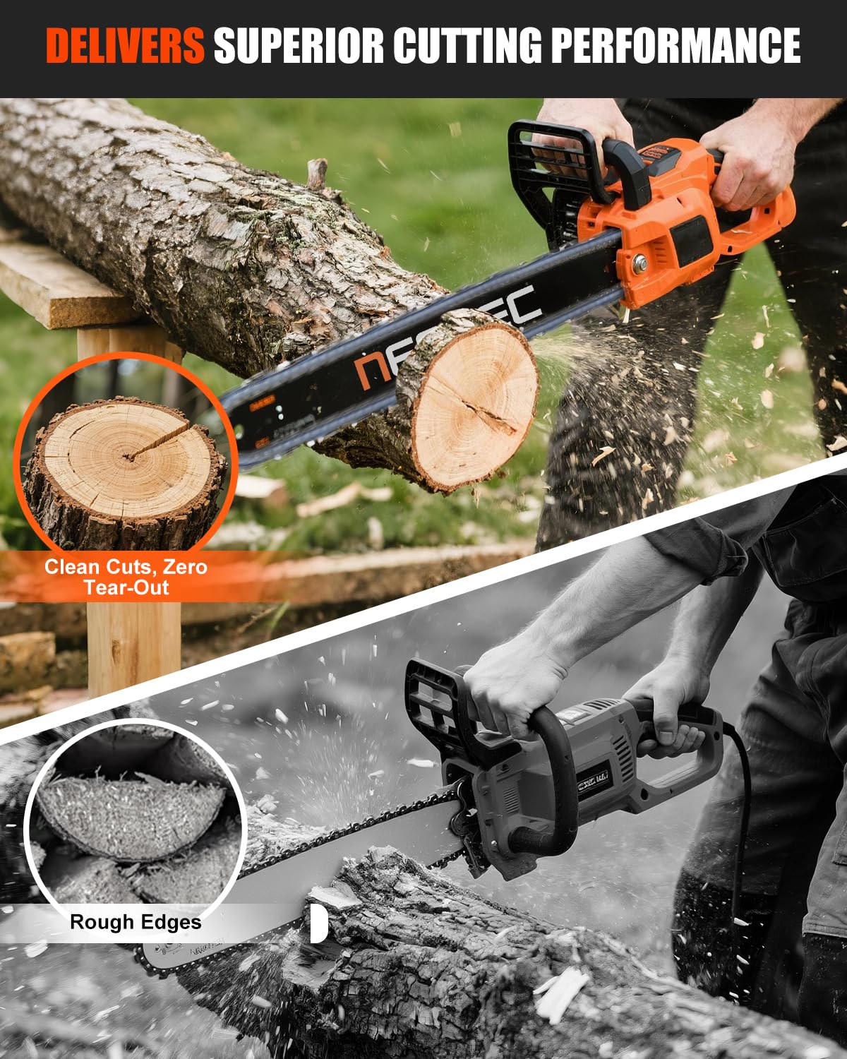 NEO-TEC Stihl 18-inch chain in action for efficient cutting.
