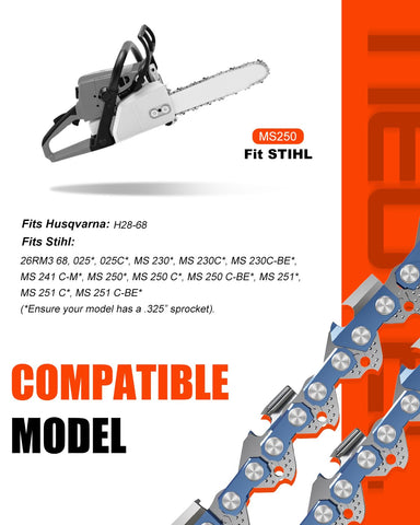 NEO-TEC Stihl MS250/MS251 fit chain for quick compatibility.