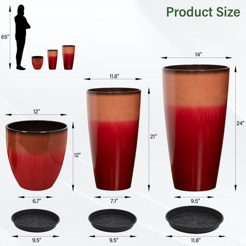 Neoaider fiery red 21-inch planter stack display for layered patios