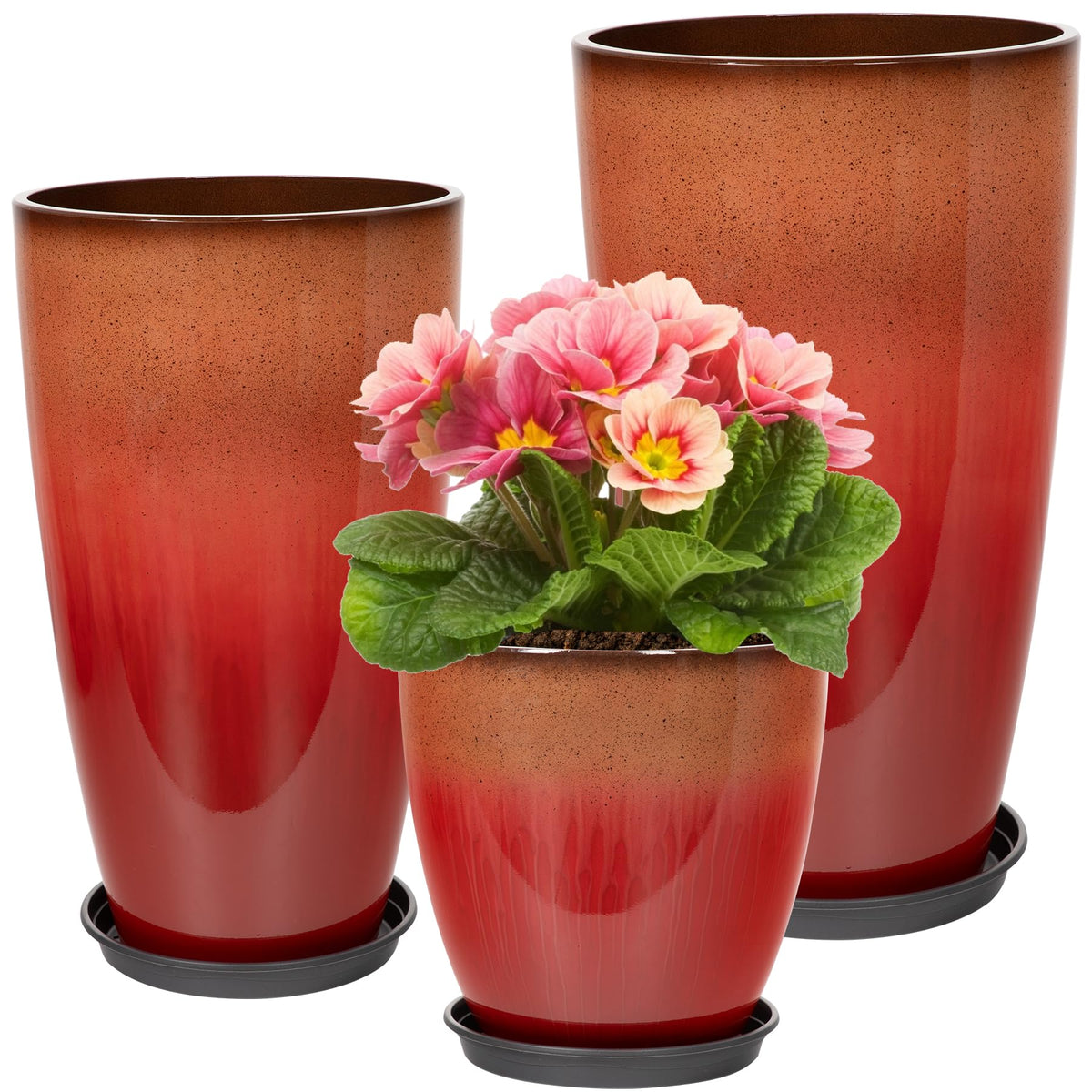 Neoaider fiery red 24-inch planter front view enhances curb appeal and planting space