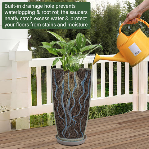 Neoaider glaze beige 12-inch planter front view, compact spaces ready