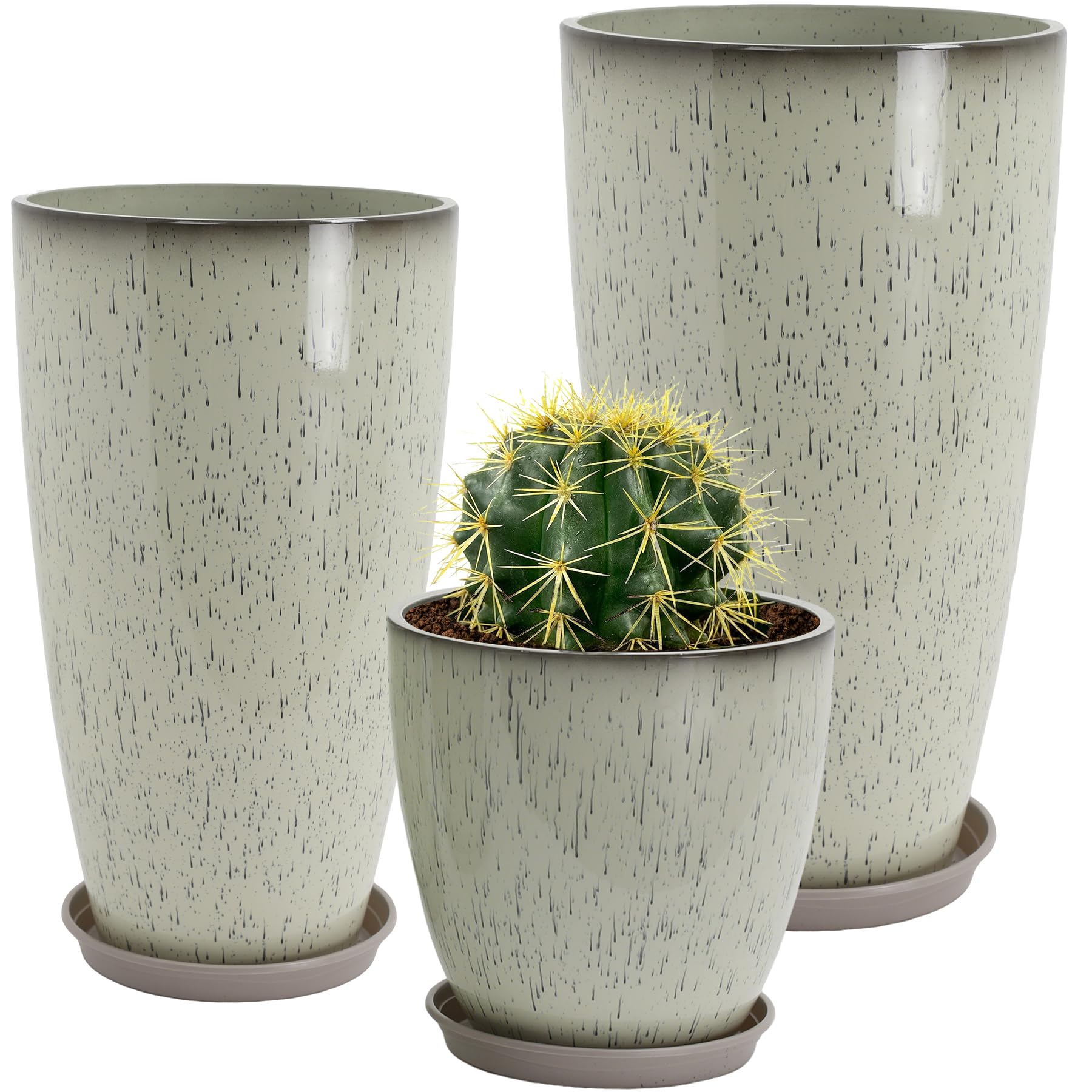 Neoaider glaze beige 24-inch planter front view, ideal for bold outdoor displays