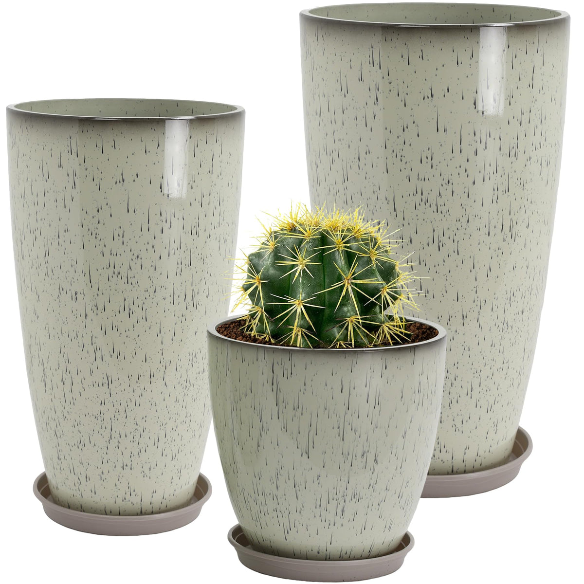 Neoaider glaze beige 24-inch planter front view, ideal for bold outdoor displays