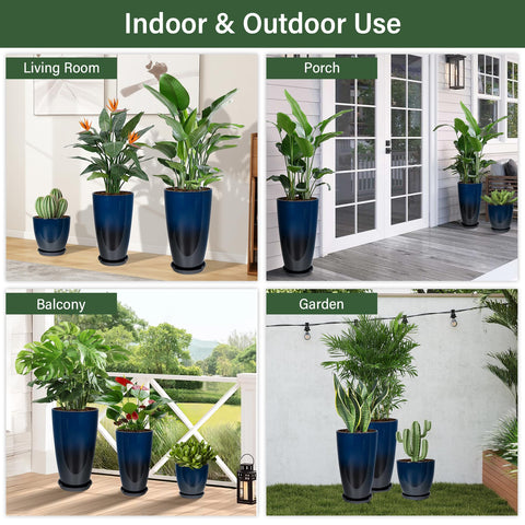 Neoaider lightweight ceramic-look planter for easy movement.