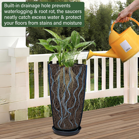 Neoaider weatherproof 24-inch planter withstands sun, frost, and rain.