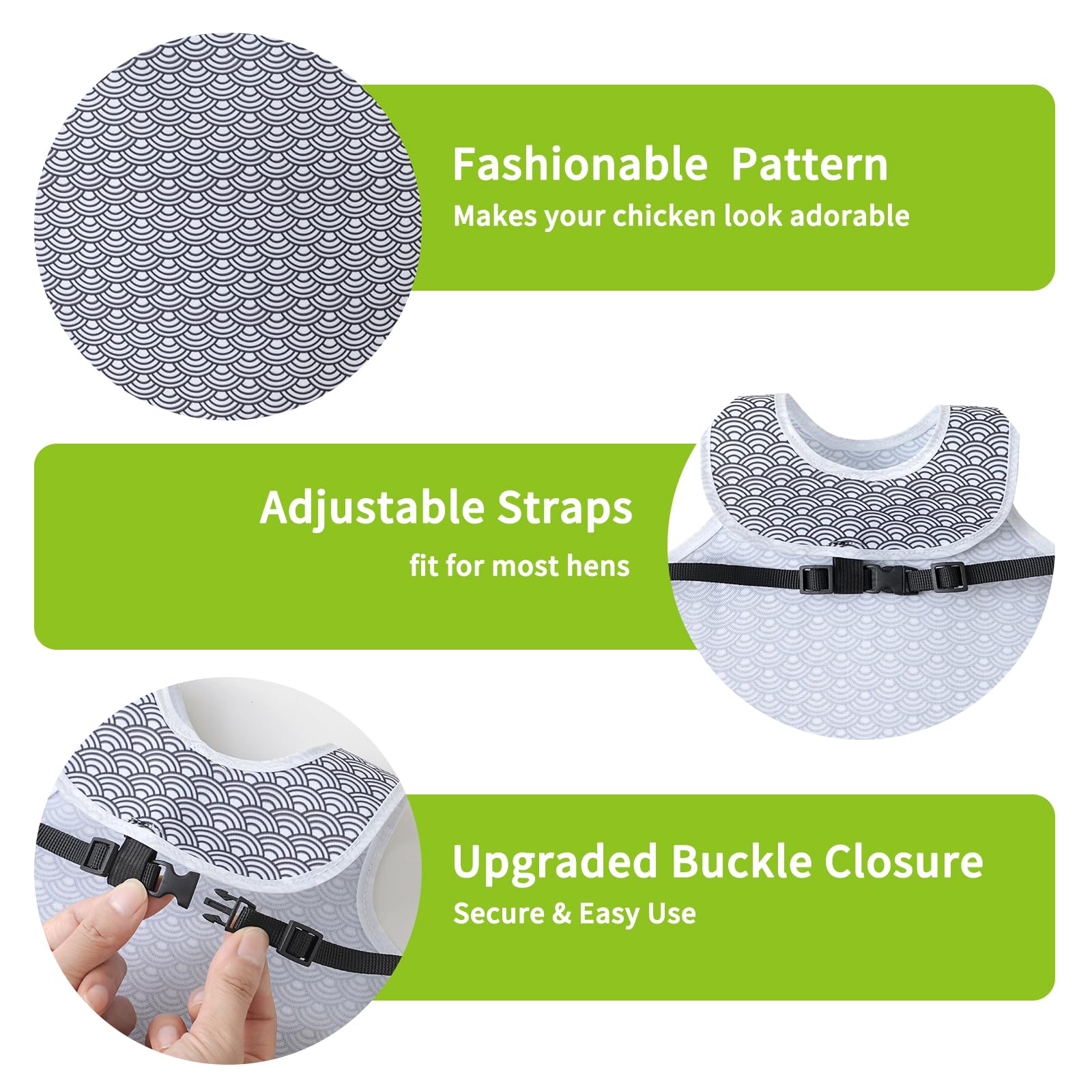 NeoBusy saddles offer adjustable fit for medium to large hens for comfortable wear.