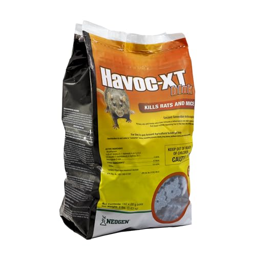 Block-shaped Havoc XT bait blocks for targeting rodent activity.
