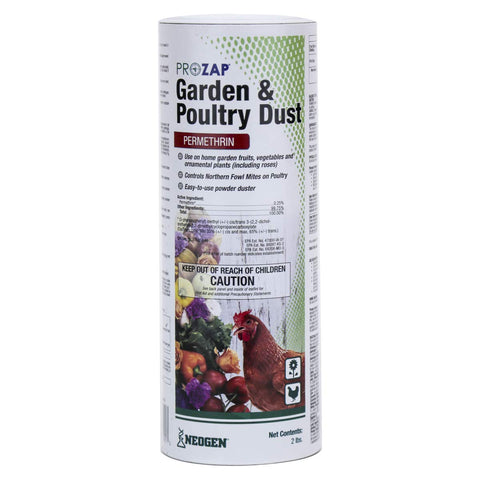 Neogen Prozap Garden & Poultry Dust package shown for practical pest control in poultry and garden.