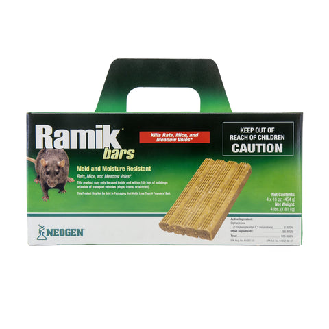 Neogen Ramik Bars all-weather bait shown for resilient year-round rodent control.