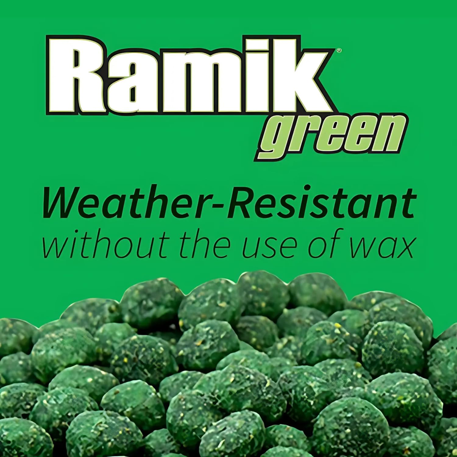Ramik Green fish-flavored grain mix appealing to rodents.