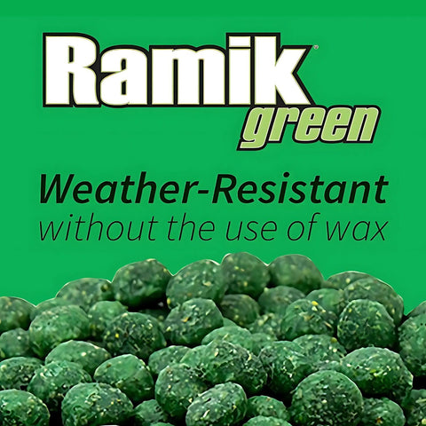 Wax-free Ramik Green pellets suitable for all-weather use.