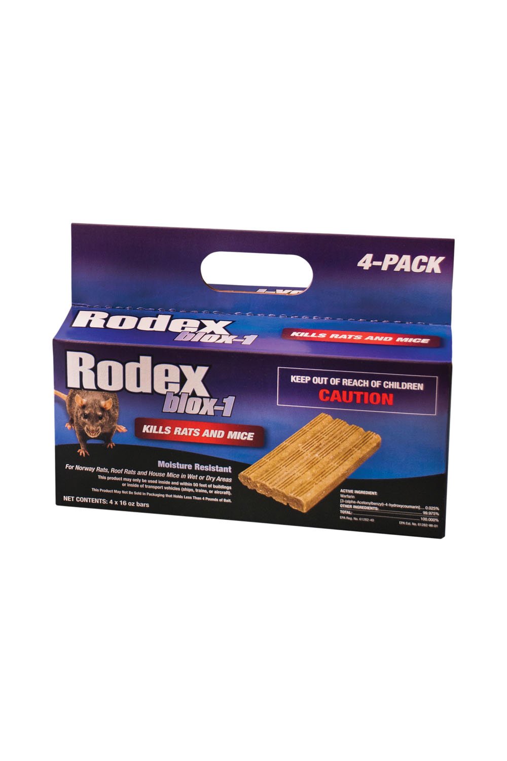 Neogen Rodex Blox-1 bars shown for indoor rodent control and flexible dosing.