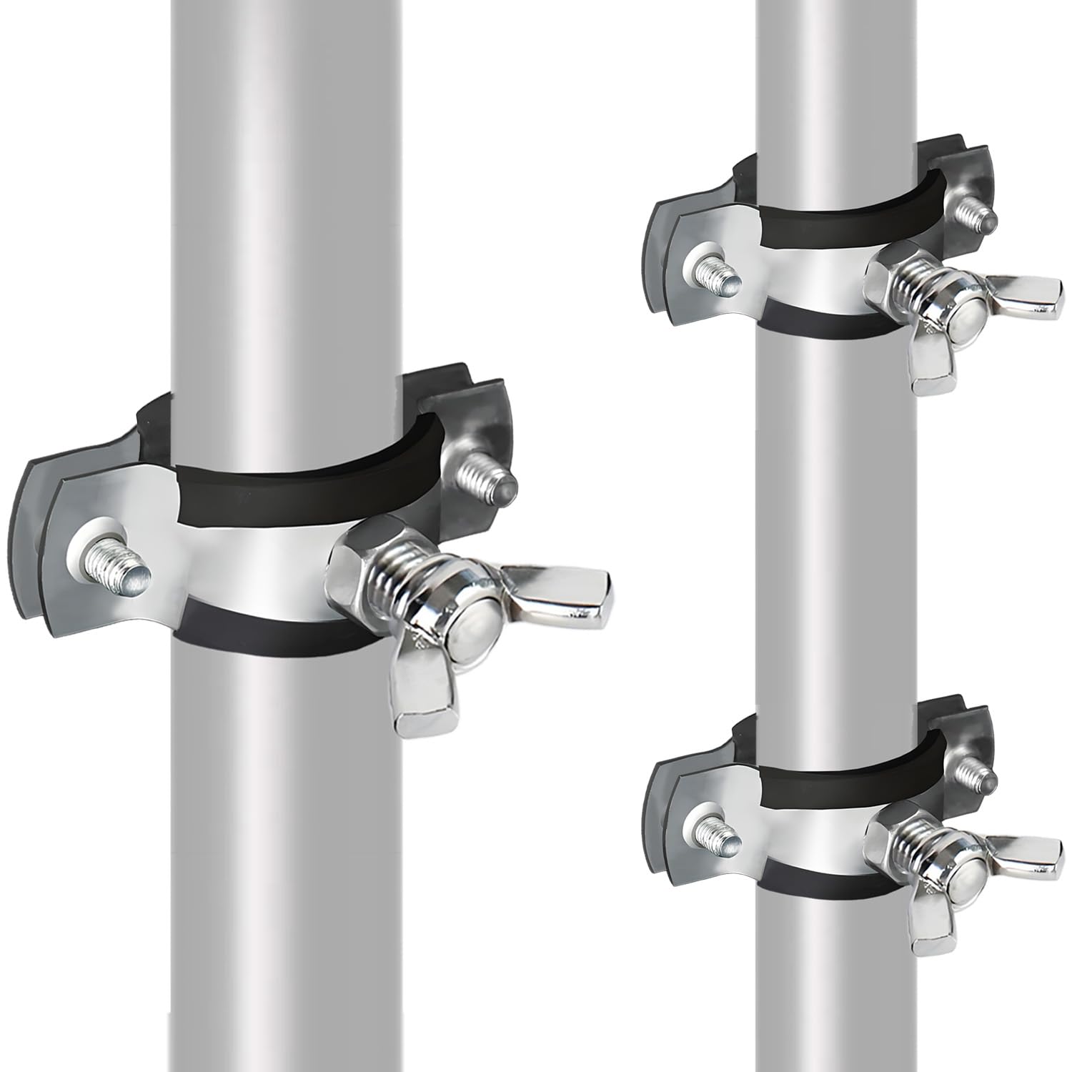 Neokisa metal squirrel baffle bracket mounted on a bird feeder pole showing sturdy support