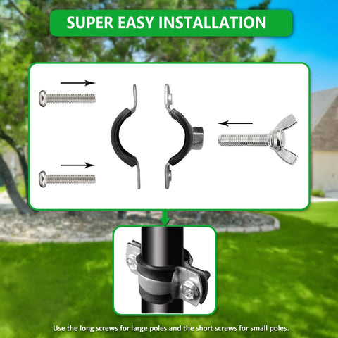 Neokisa bracket compatible with poles from 0 to 1.26 inches in diameter