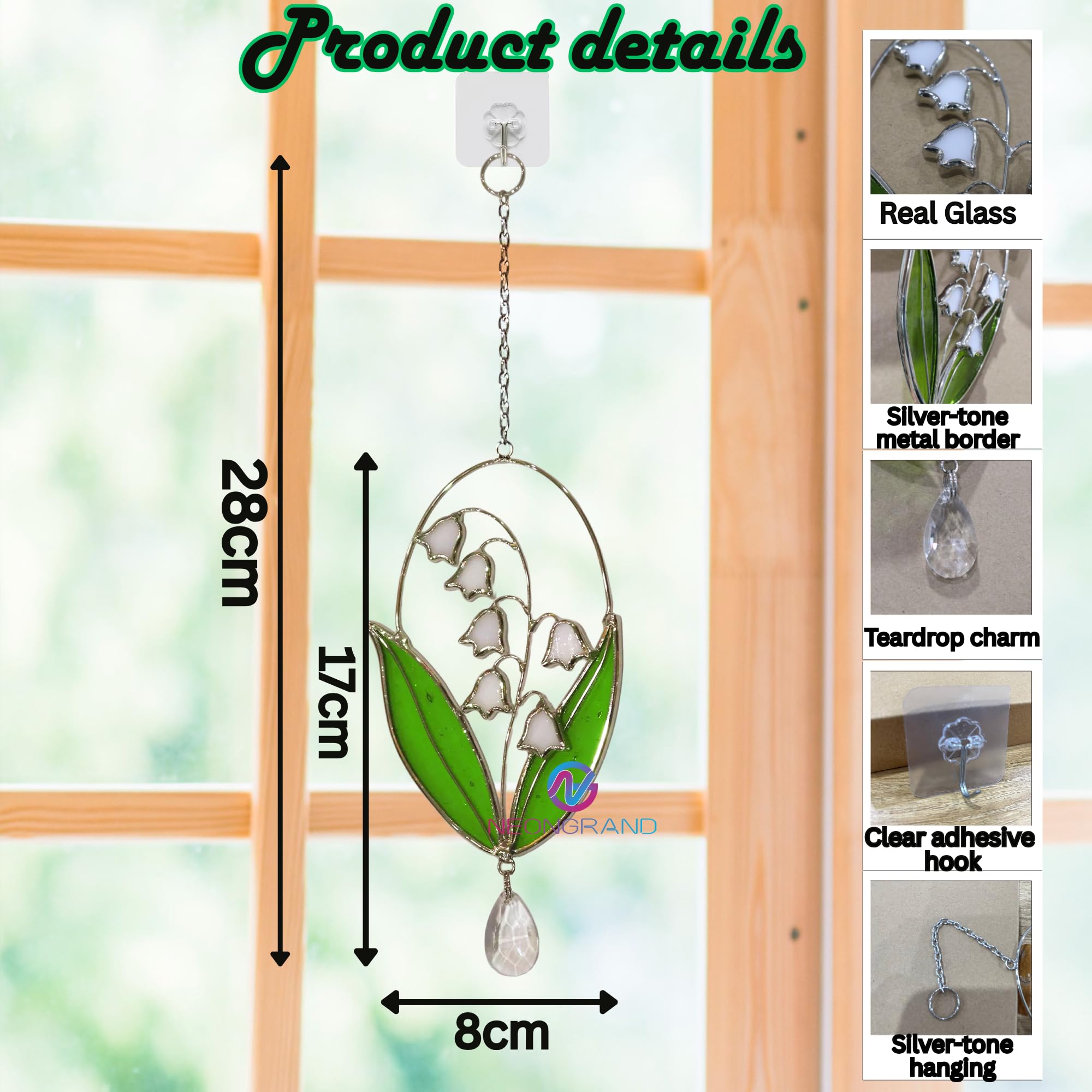 NEONGRAND Lily of the Valley window decor casts floral glow