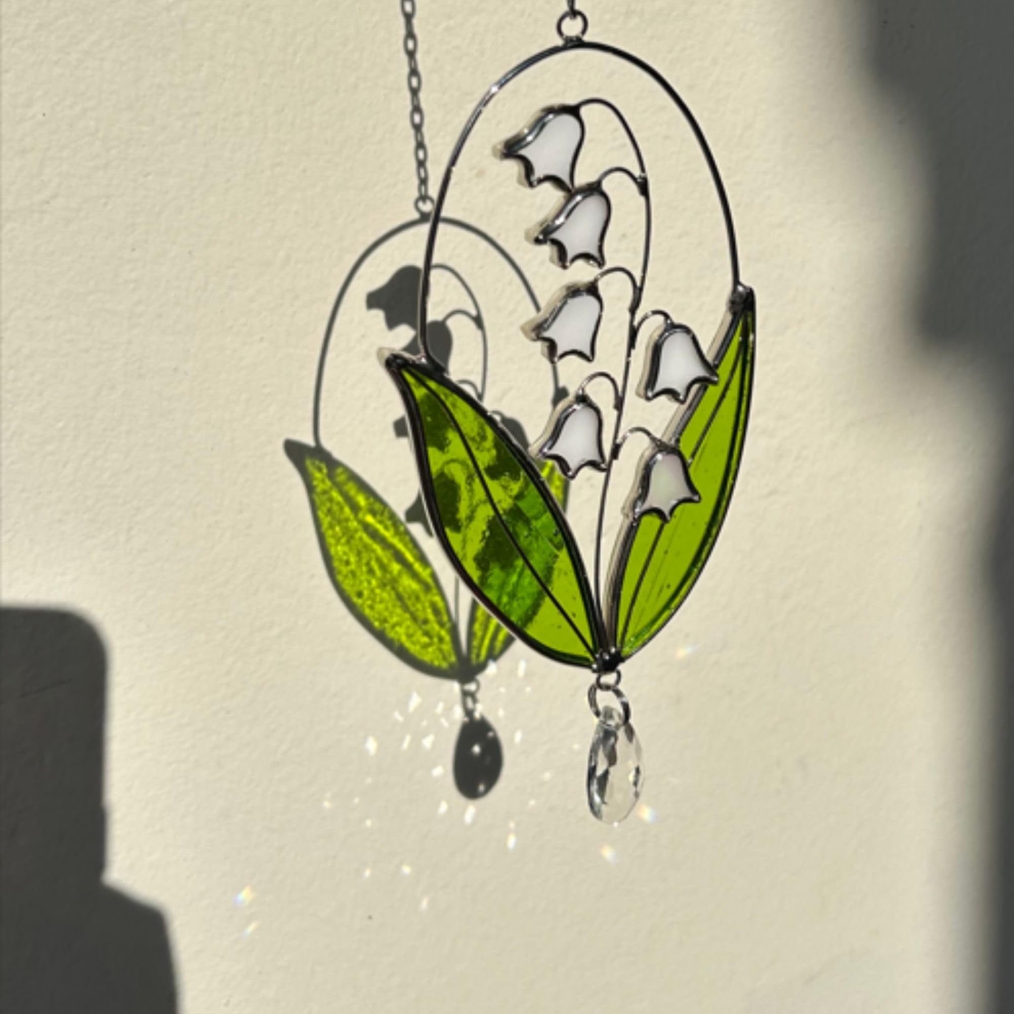 NEONGRAND Lily of the Valley suncatcher real stained glass brightens sunny windows