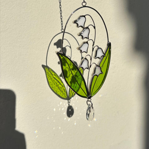 NEONGRAND Lily of the Valley suncatcher real stained glass brightens sunny windows