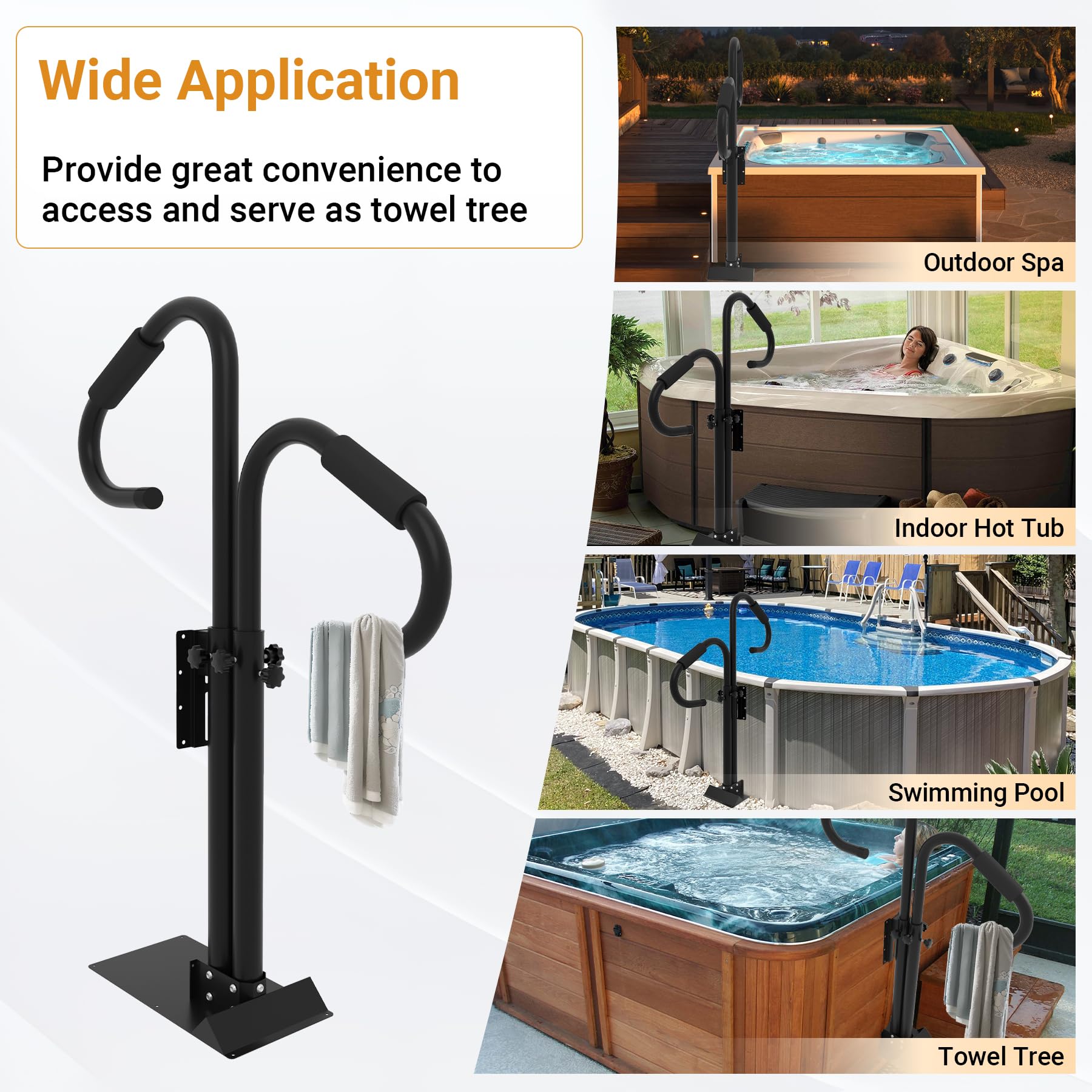 Neorexon handrail features anti-rust powder-coated steel for durability.