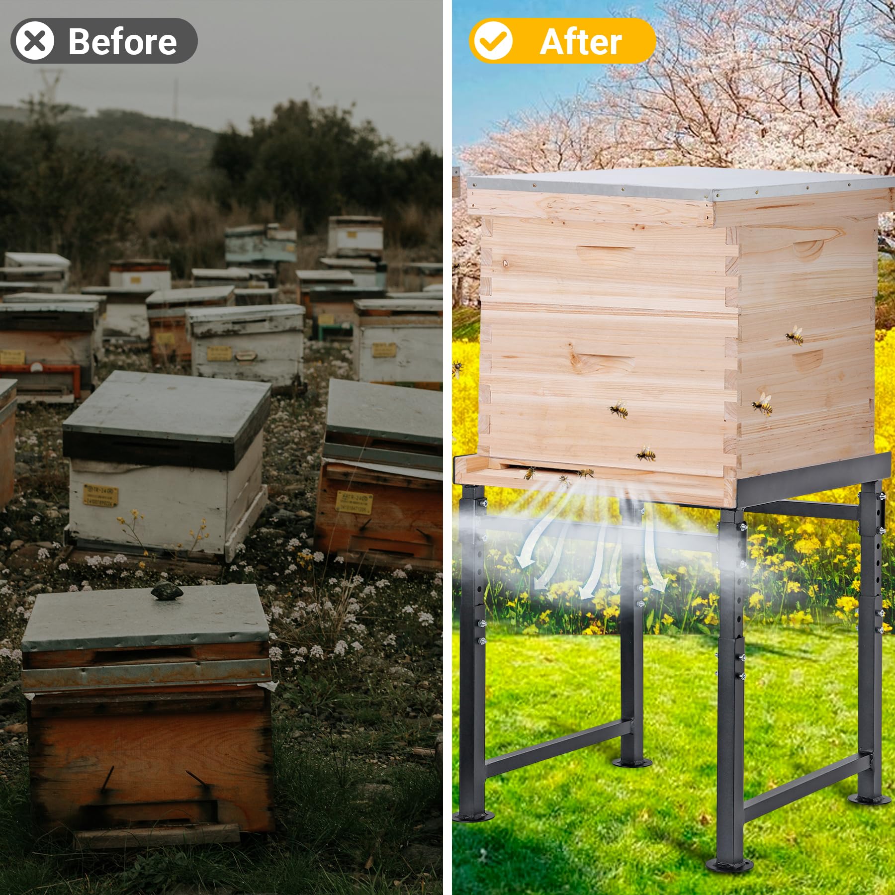 Neorexon hive stand assembly is quick with included hardware.