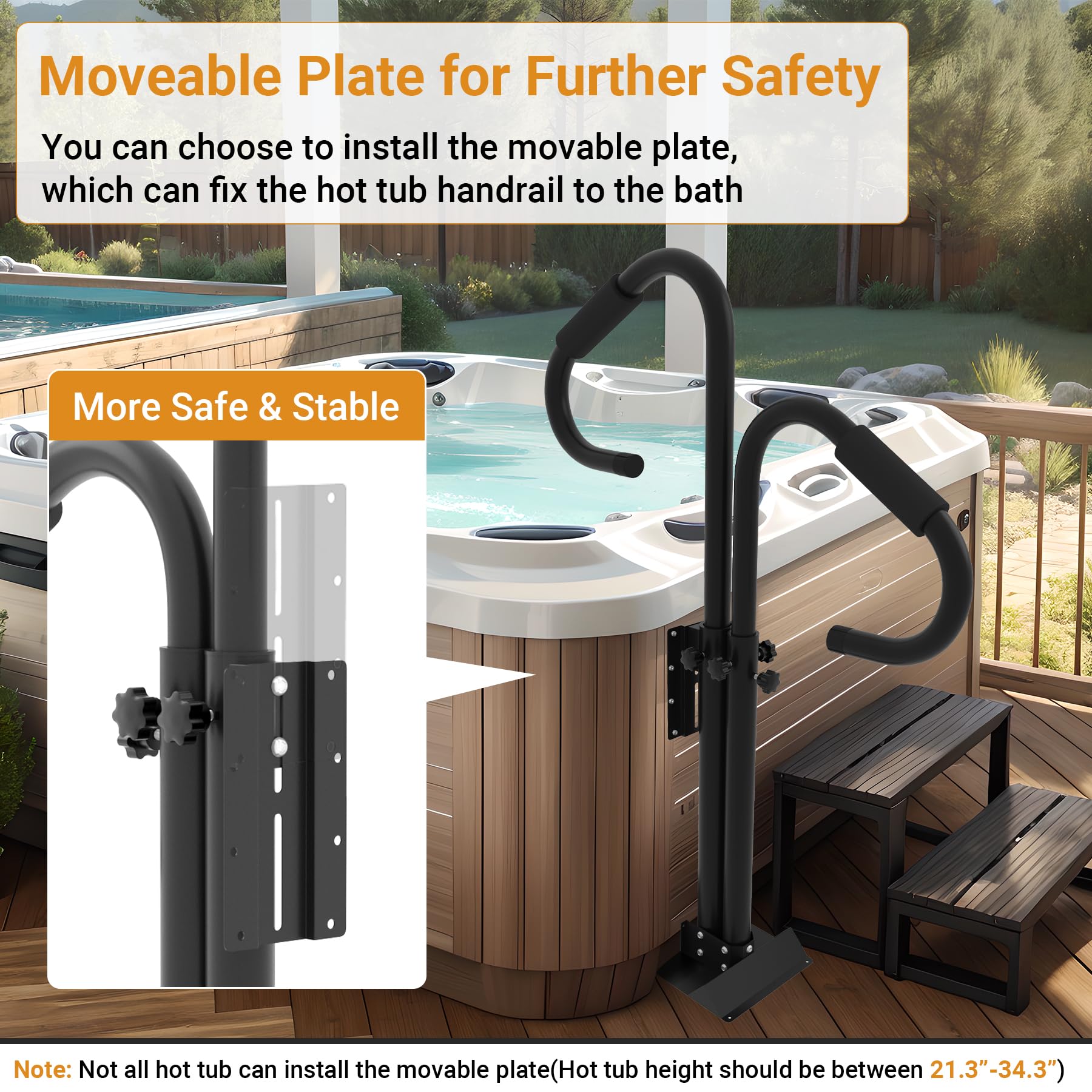 Neorexon spa handrail with non-slip sponge handle reduces slipping.