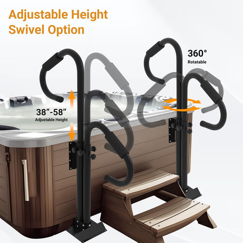 Neorexon spa handrail under-spa base provides solid support beneath the tub.