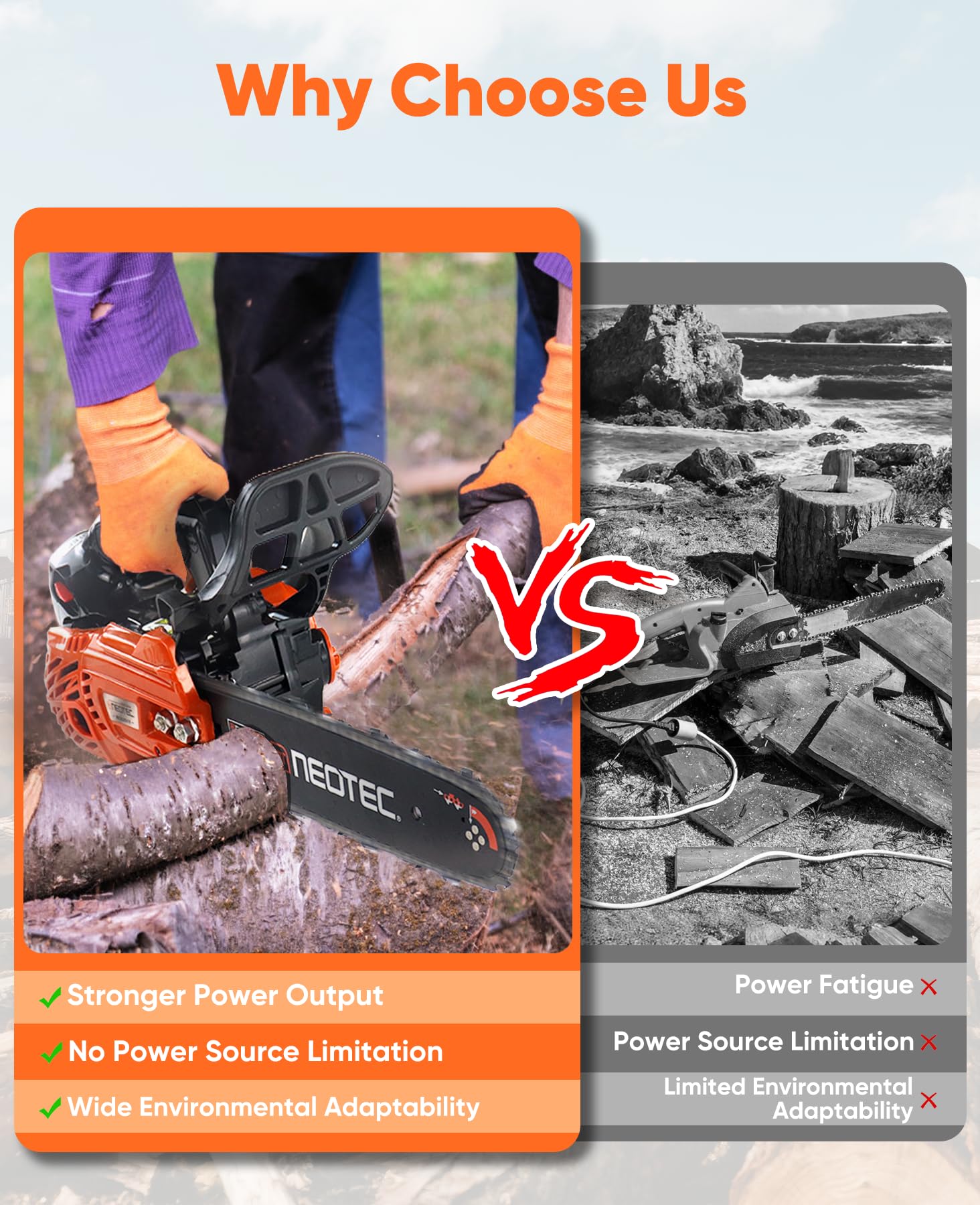 NEOTEC ergonomic wrap-around handle reduces fatigue during pruning