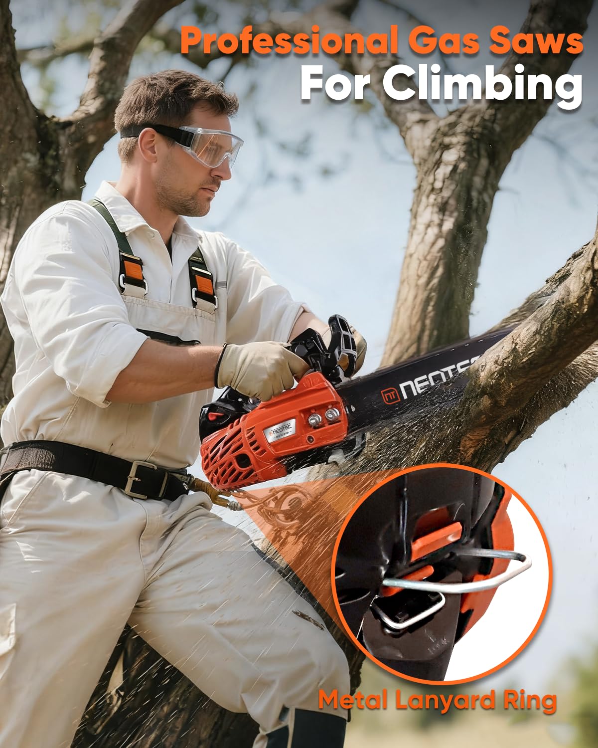 NEOTEC gas chainsaw bar and chain for clean, quick cuts