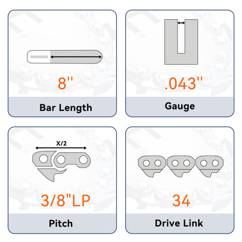 Three-pack NE0-TEC pole saw chains ready for replacement