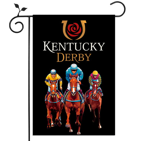 Nepnuser Kentucky Derby flag front view for porch and festive lawn decor