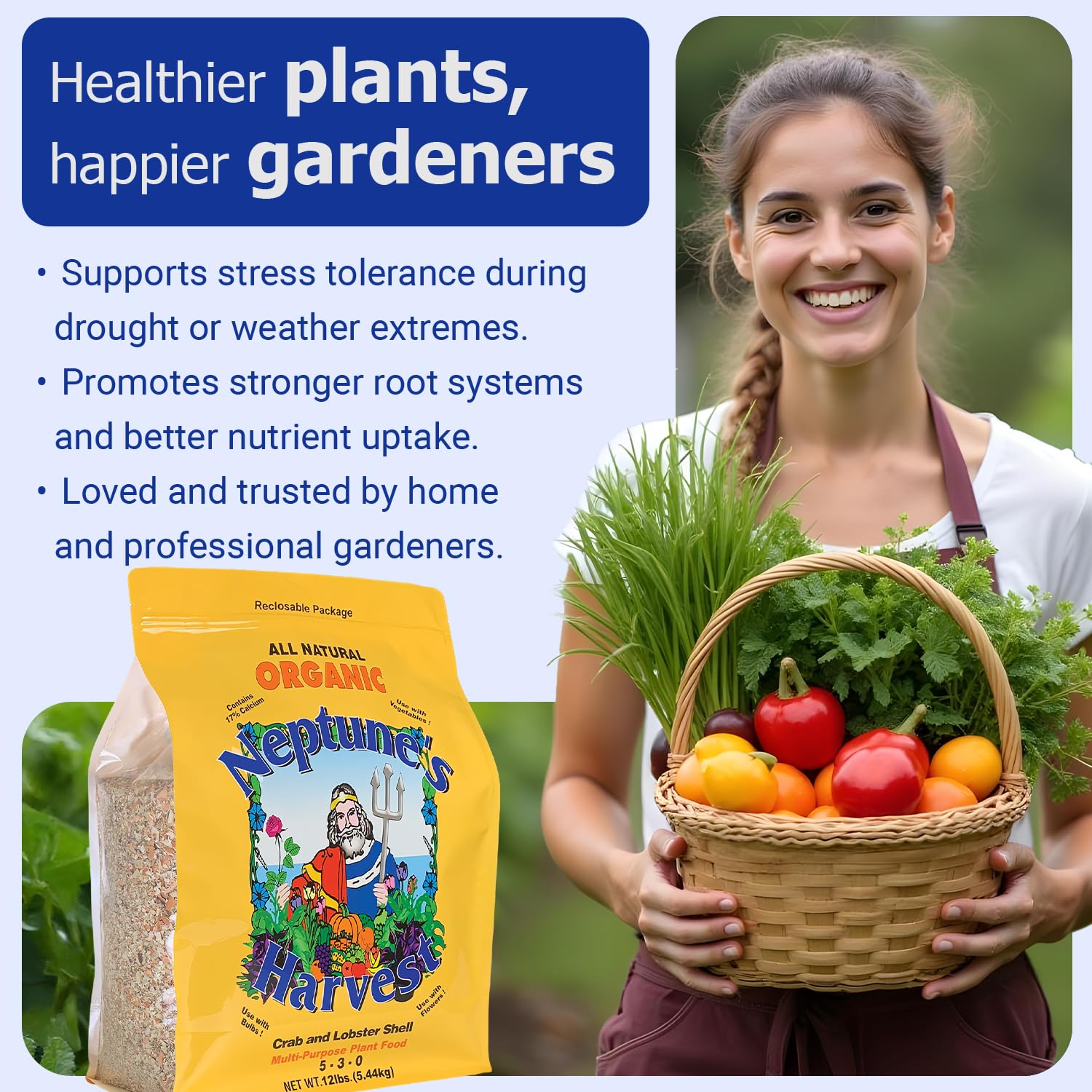 Lawn application with spreader using Neptune's Harvest crab and lobster shell fertilizer