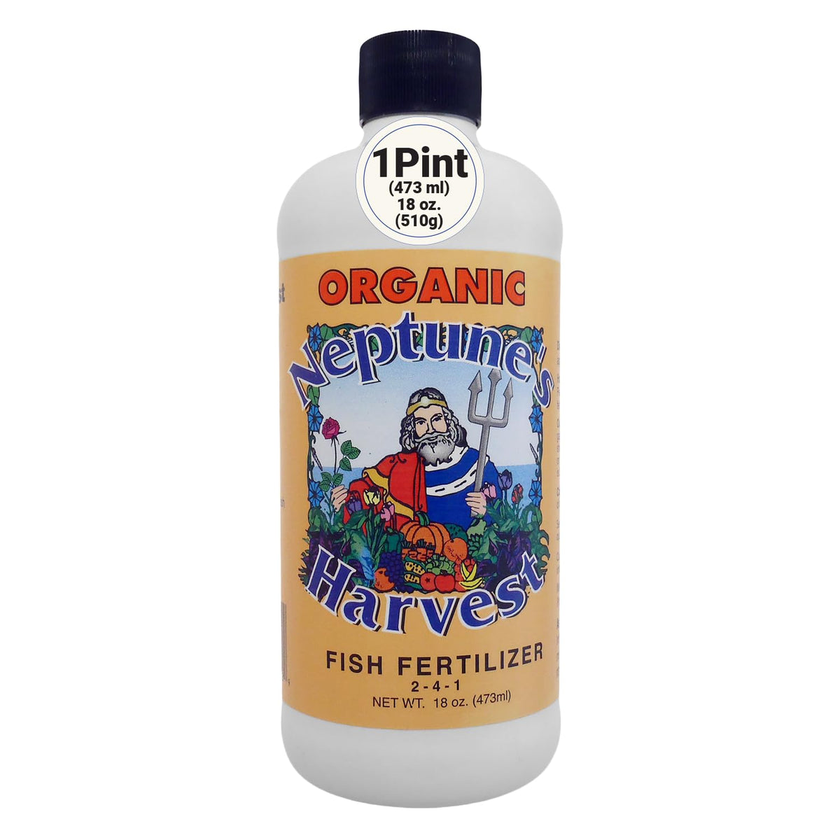 Neptune's Harvest fish fertilizer bottle ready for convenient plant nutrition