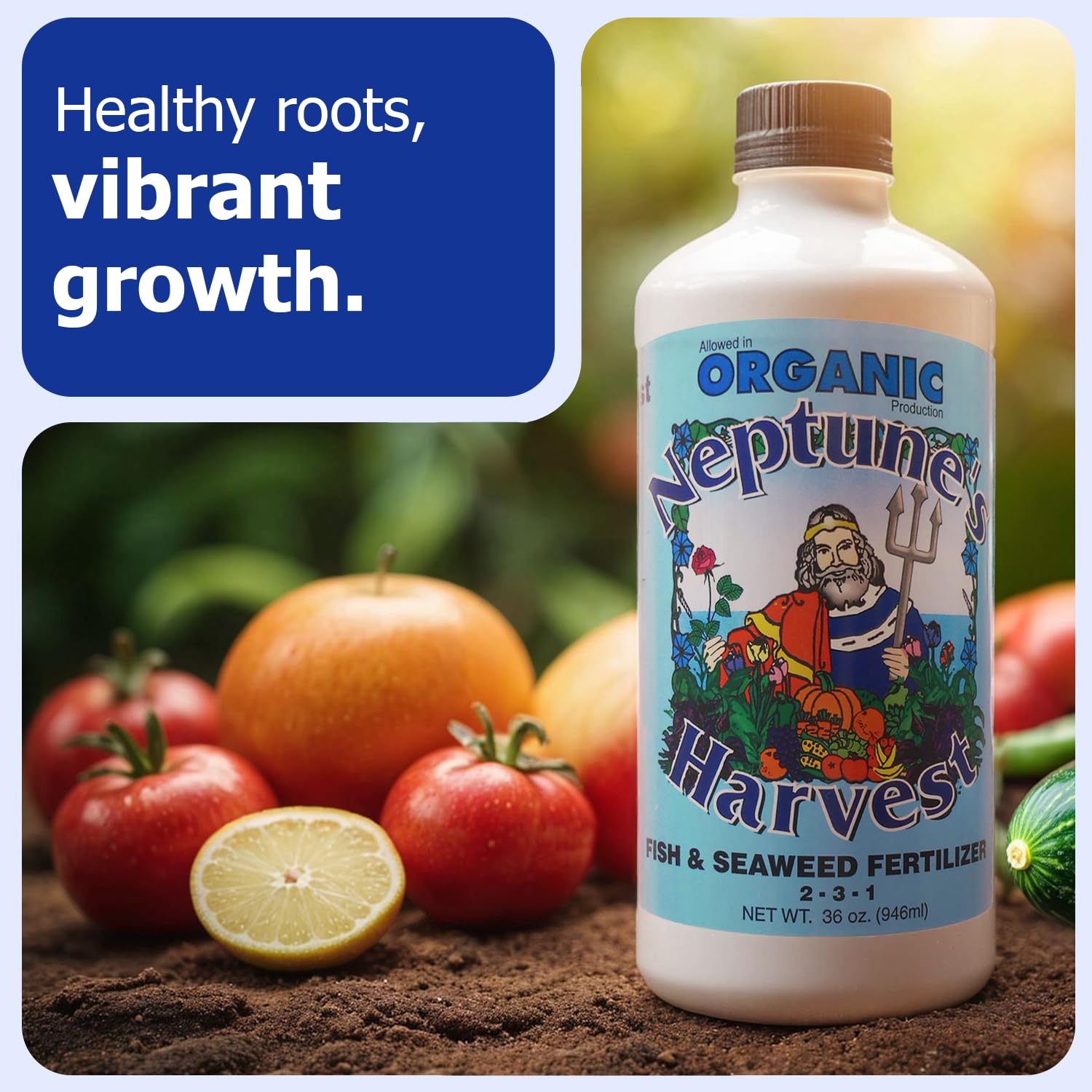 Soil-drench application from Neptune's Harvest nourishes roots and improves soil structure