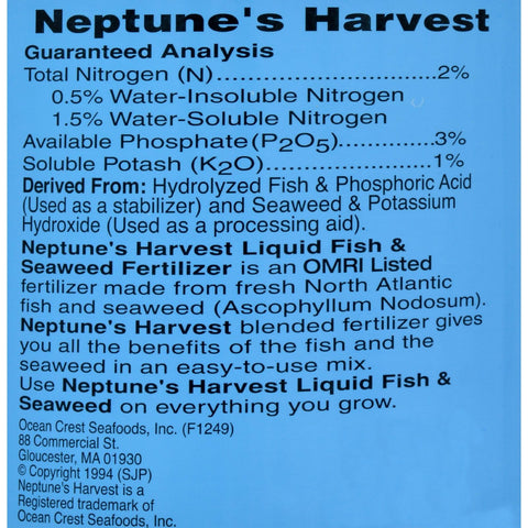Neptune's Harvest fish-seaweed liquid fertilizer drench application supports root growth and strong transplants.