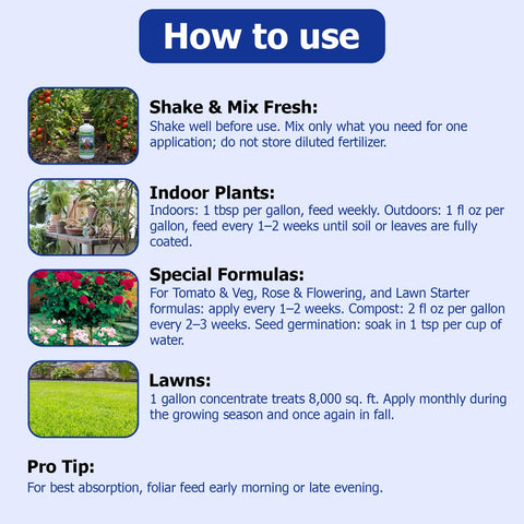 Seaweed plant food applied to vegetables strengthens stems and promotes healthy yields.