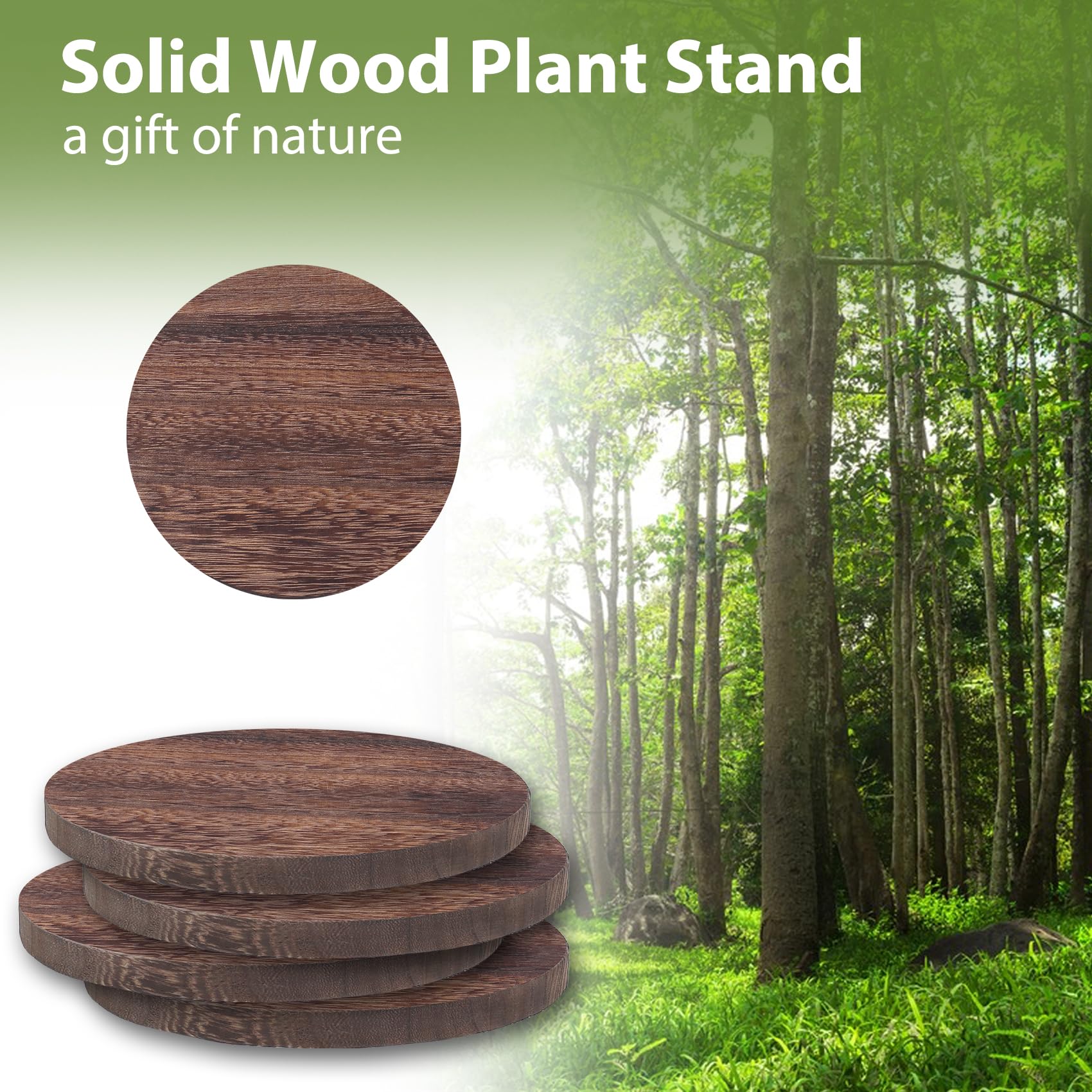 Neracking round wood top and enamel-coated legs resist rust in indoor spaces.
