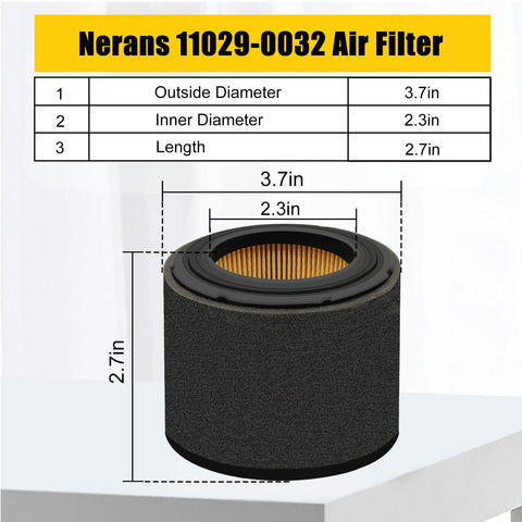 Premium construction of Nerans 11029-0032 air filter for lasting engine protection