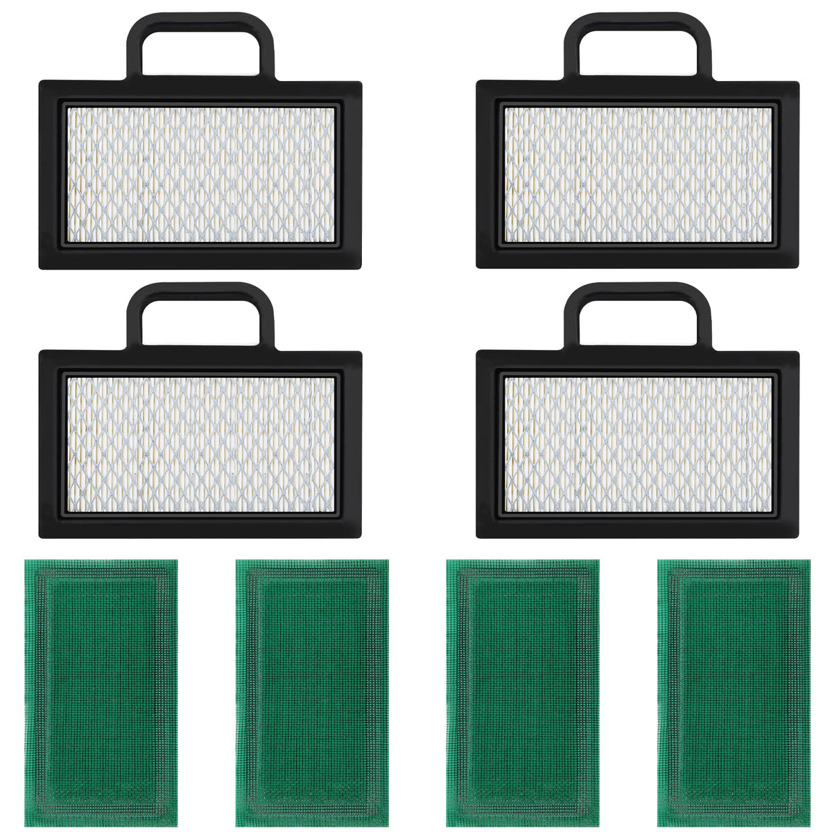 Nerans 4-pack senior air filters, pack shot, ready for quick mower maintenance