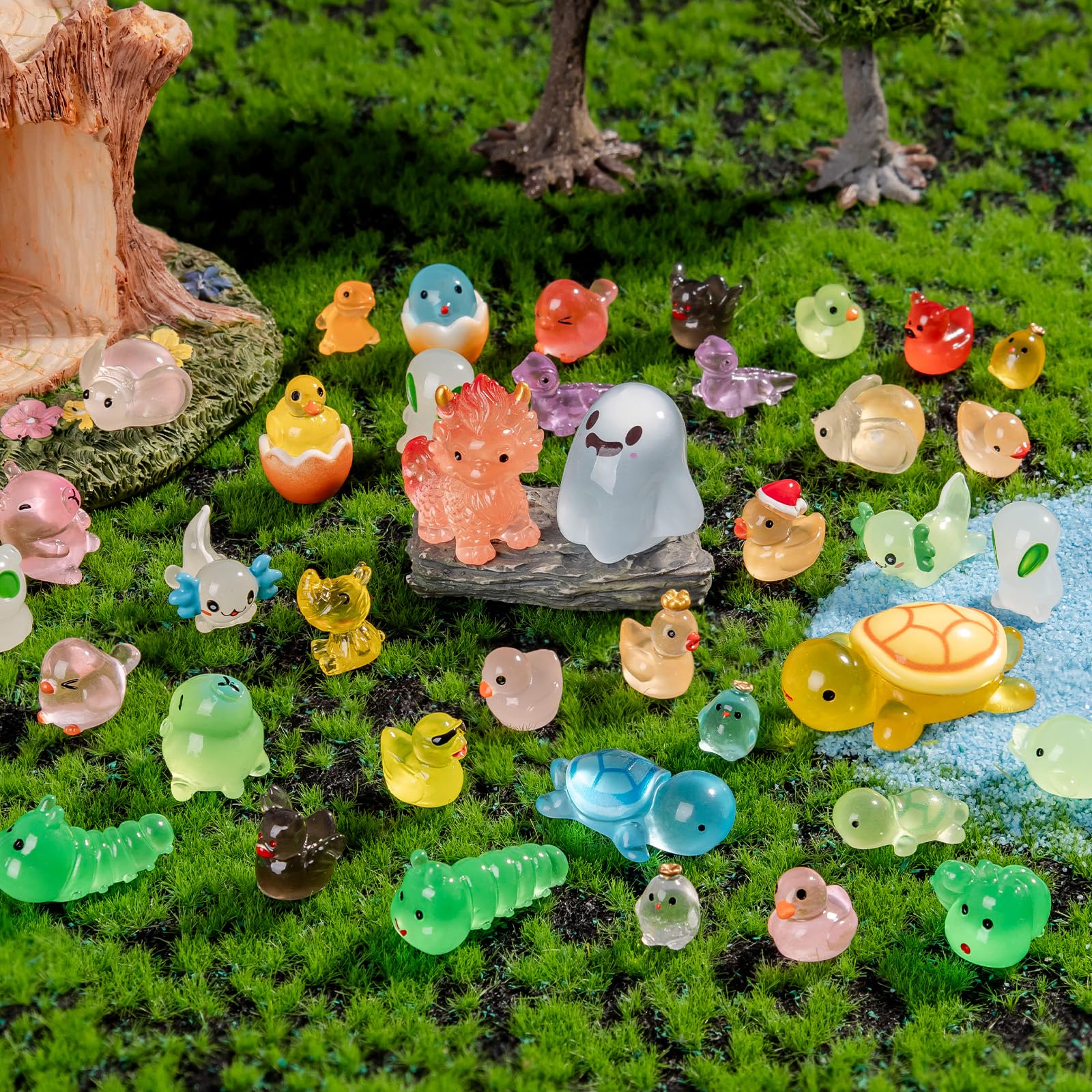 Nerfcareani glow turtle figure perfect for mini displays and tactile play in low light