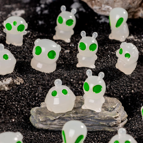 Nerfcareani green alien figurine’s vibrant color sparks conversation.
