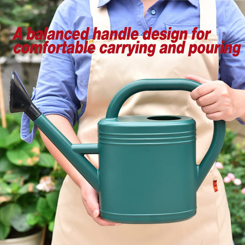 NERUB green watering can features a comfortable handle for easy carrying.