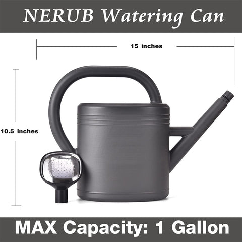 NERUB watering can with sprinkler head and removable rose for gentle care