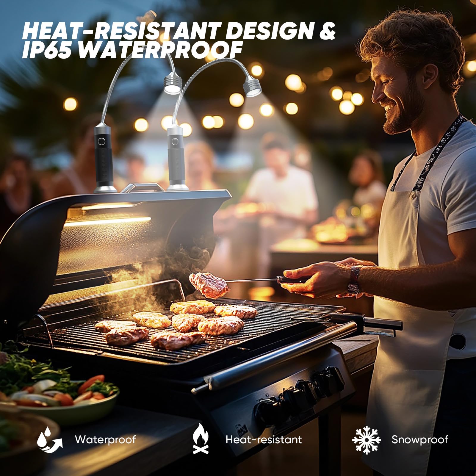 NESSTU grill light includes six AAA batteries for long, uninterrupted illumination.