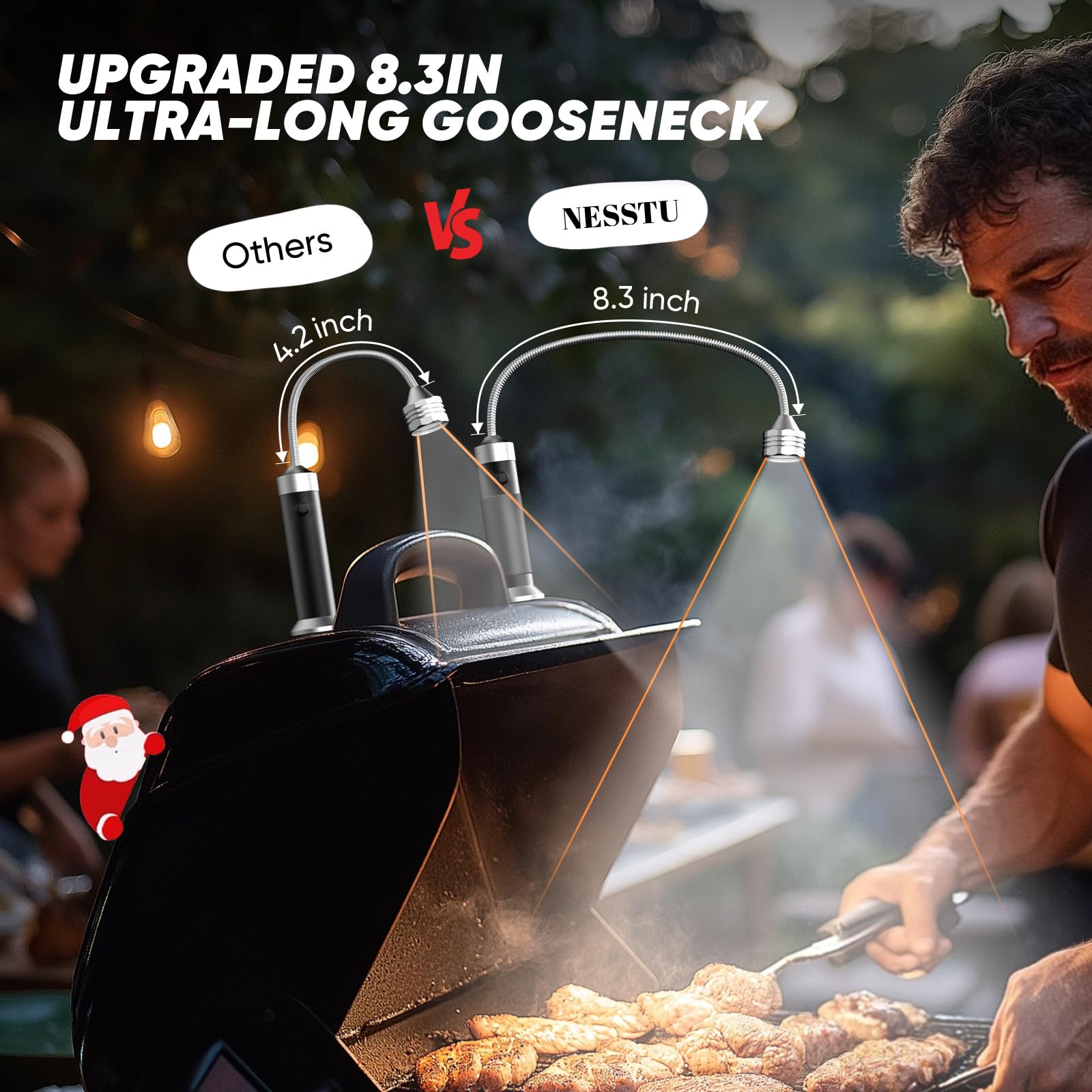 NESSTU grill light IP65 waterproof design withstands rain for reliable outdoor cooking.