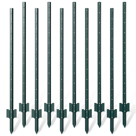 Nessxa 10-pack metal fence posts 6ft tall for durable garden boundaries.